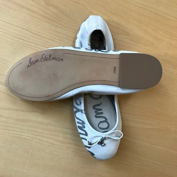 Sam Edelman White Leather Flats with Silver Accents - Picture 4 of 6